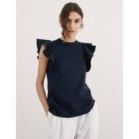 Pure Mercerised Cotton Ruffle Top