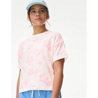 M&S Pure Cotton Floral T-Shirt (6-16 Yrs) Pink Mix
