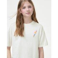 M&S Pure Cotton Floral T-Shirt (6-16 Yrs) Ecru