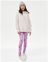 M&S Cotton Rich Printed Leggings (6 - 16 Yrs) Purple Mix