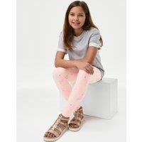 M&S Cotton Rich Printed Leggings (6 - 16 Yrs) Pink