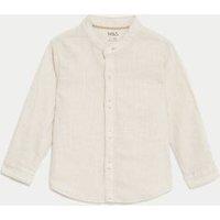 Linen Blend Striped Grandad Shirt (0-3 Yrs)