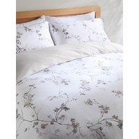 M&S Pure Cotton Sateen Cherry Blossom Bedding Set Grey Mix