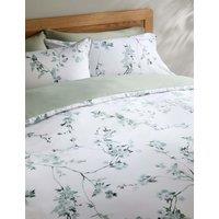 M&S Pure Cotton Sateen Cherry Blossom Bedding Set Green Mix
