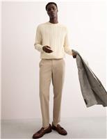 JAEGER Tapered Fit Italian Flat Front Chinos Natural