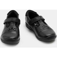M&S Kids' Leather T Bar School Shoes (8 Small - 2 Large) Black