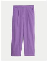M&S Linen Rich Wide Leg Trousers Amethyst