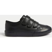 M&S Kids' Triple Riptape Leather School Shoes (2 Large - 9 Large) Black