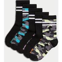 5pk Cotton Rich Camouflage Socks (6 Small - 7 Large)