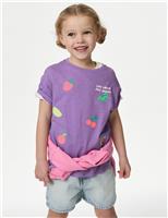 Pure Cotton Fruit Embroidered T-shirt (2-8 Yrs)