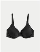 Lace Trim Wired Demi Cup Bra A-E