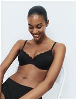 Lace Trim Wired Demi Cup Bra A-E