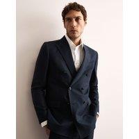 Tailored Fit Silk & Linen Blend Double Breasted Suit Jacket
