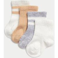 4pk Cotton Rich Striped Baby Sport Socks (0-3 Yrs)