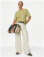 M&S Cotton Rich Broderie T-Shirt Onyx