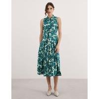 Pure Silk Floral Midi Skater Dress