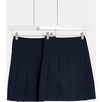 M&S 2 Pack Girls' Pleated School Skirts (2-18 Yrs) Navy