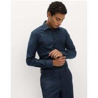 M&S SARTORIAL Slim Fit Luxury Cotton Twill Shirt Navy