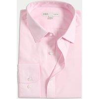 M&S Slim Fit Easy Iron Cotton Blend Shirt Pink