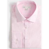 M&S Slim Fit Easy Iron Cotton Blend Shirt Pink
