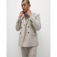 Tailored Fit Wool Rich Donegal Double Breasted Suit Jacket