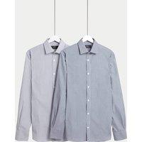2pk Regular Fit Easy Iron Cotton Blend Poplin Shirts