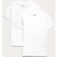 M&S 2 Pack Unisex Pure Cotton School T-Shirts (2-16 Yrs) White