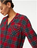 M&S Personalised Women's Checked Pyjama Set Red Mix