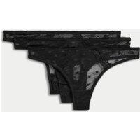 3pk Daisy Embroidery Mesh Thongs