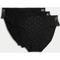 3pk Daisy Embroidery High Leg Knickers