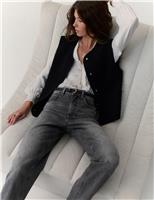 Girlfriend Mid Rise Turn Up Jeans with Lyocell