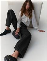 Per Una High Waisted Wide Leg Jeans with Lyocell Medium Indigo