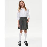M&S Girls' Cotton Rich Skater School Skirt (2-14 Yrs) Grey