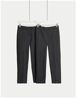 2pk Girls Regular Leg Slim Fit School Trousers (2-18 Yrs)
