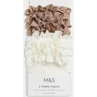 2pk Cotton Rich Frilly Tights (0-24 Mths)