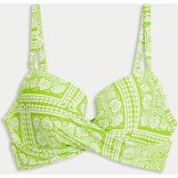 Printed Wired Padded Plunge Bikini Top