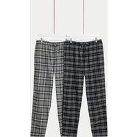 2pk Brushed Cotton Checked Pyjama Bottoms
