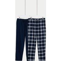 2pk Pure Cotton Checked Pyjama Bottoms