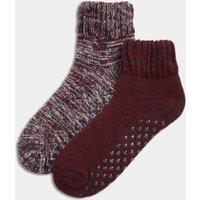 2pk Short Slipper Socks with Wool