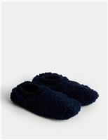 M&S Borg Slipper Socks Navy