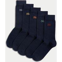 5pk Cool & Fresh Bicycle Cotton Rich Socks