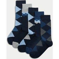 5pk Cool & Fresh Argyle Cotton Rich Socks