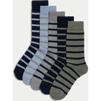 5pk Cool & Fresh Striped Cotton Rich Cushioned Socks