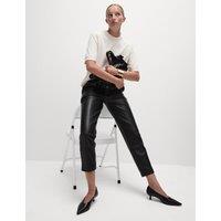 Leather Look Tapered Ankle Grazer Trousers