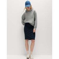 M&S Jersey Knee Length Pencil Skirt Dark Navy
