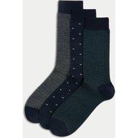 3pk Geometric Egyptian Cotton Rich Socks