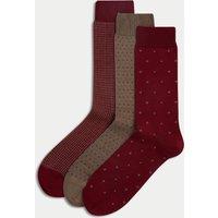 3pk Geometric Egyptian Cotton Rich Socks