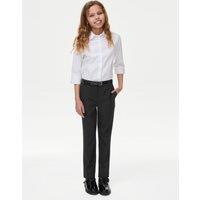 Girls Skinny Leg Belted School Trousers (2-18 Yrs)
