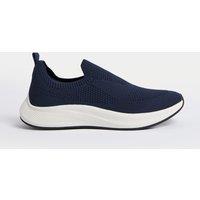 M&S Knitted Slip On Trainers Navy Mix