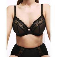 Daisy Embroidery Wired Plunge Bra F-H